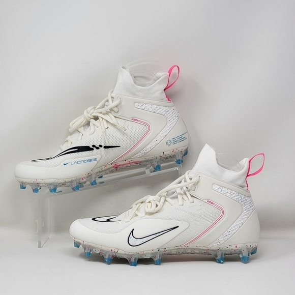 Nike Alpha Huarache 8 Elite LAX Lacrosse CW4440-116 White Pink Men Sz Multi New - Picture 2 of 10